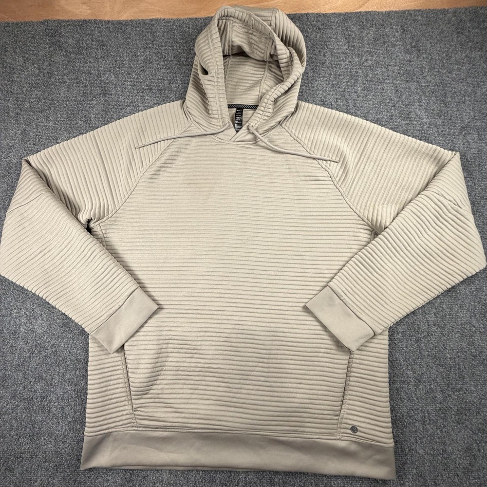 Apana Mens XL Tan Ribbed‎ Pullover Hoodie Athletic Sweatshirt Beige RN 70892